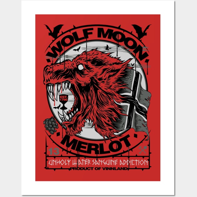 "WOLF MOON MERLOT" RED Wall Art by joeyjamesartworx